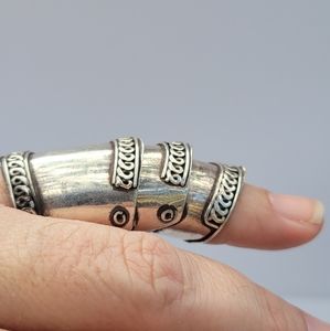 Serving silver articulated finger armor ring sz7